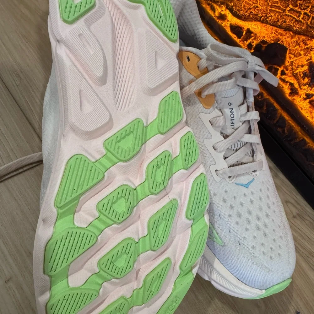 Hoka Women's Light Gray and Green Athletic Shoes - Picture 5 of 5